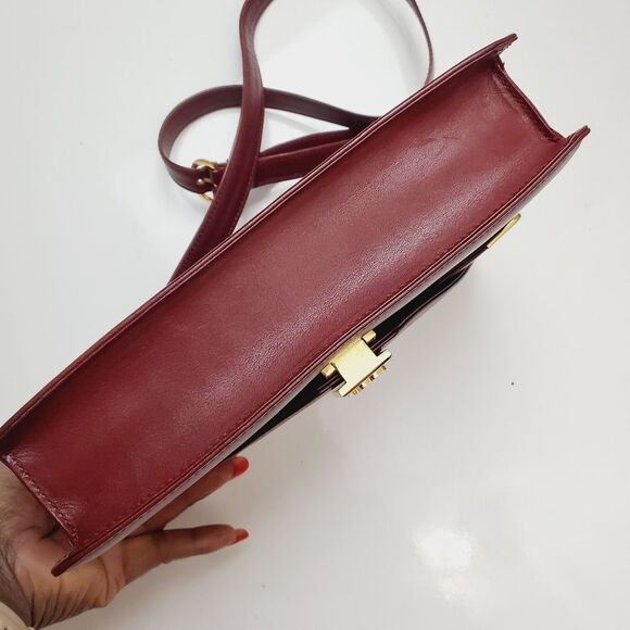Cartier Bordeaux Shoulder Bag Double Flap Leather - Picture 7 of 16